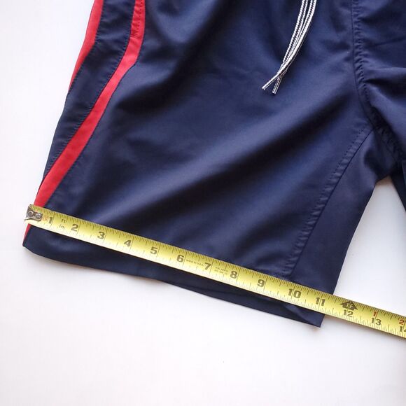 Speedo Swim Trunks Mens S Navy Blue Red 28" Waist Lined Pockets Retro Stripe - Picture 13 of 14